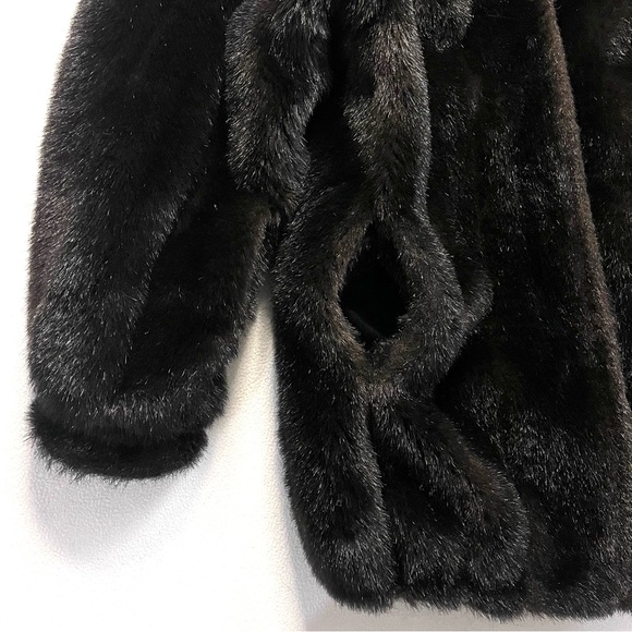 Dennis Basso Dark Brown Faux Fur Jacket - Sz S - Picture 5 of 10